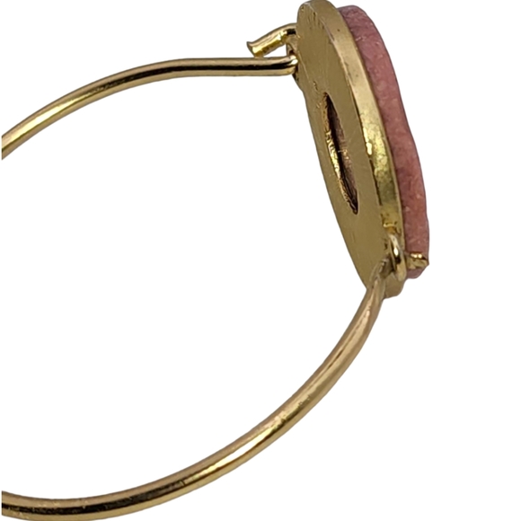 Rhodonite Stone Clasp Gold Tone Bangle Bracelet - Picture 3 of 5